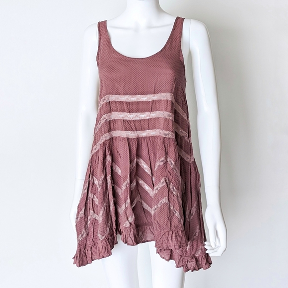 Free People Voile Lace Tunic Dress - Purple - Picture 1 of 5